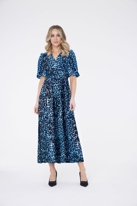 Evelyn Kleid Animal Print Blau - Image 1