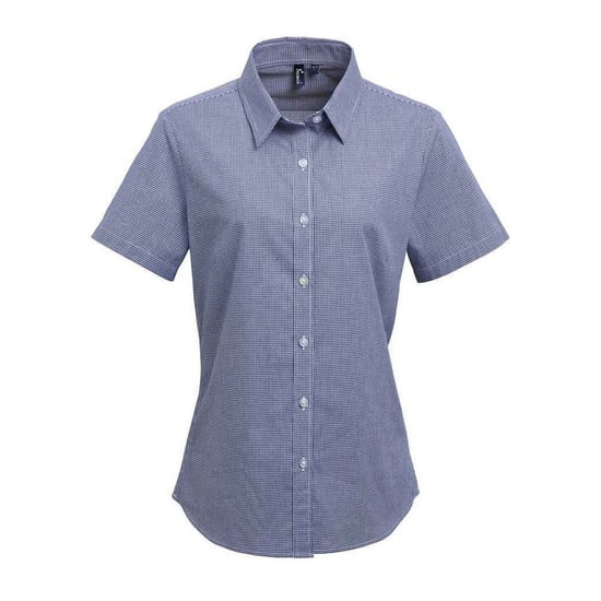 Premier Womens/Ladies Gingham Short-Sleeved Shirt (Marine/Weiß) - Image 1