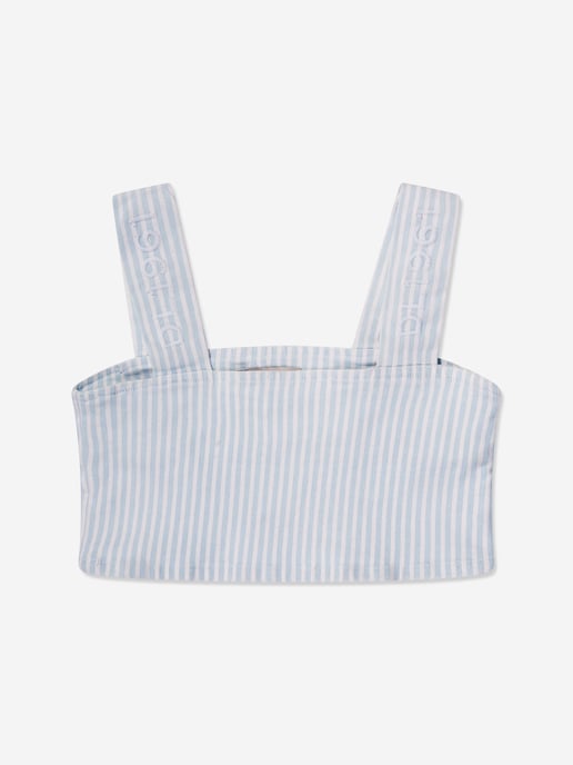 DL1961 Girls Cora Striped Ruffled Crop Top in Blue