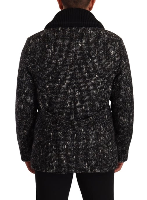 Dolce & Gabbana Schwarzer Wolle Doppelreiher Mantel Herrenjacke - Image 3