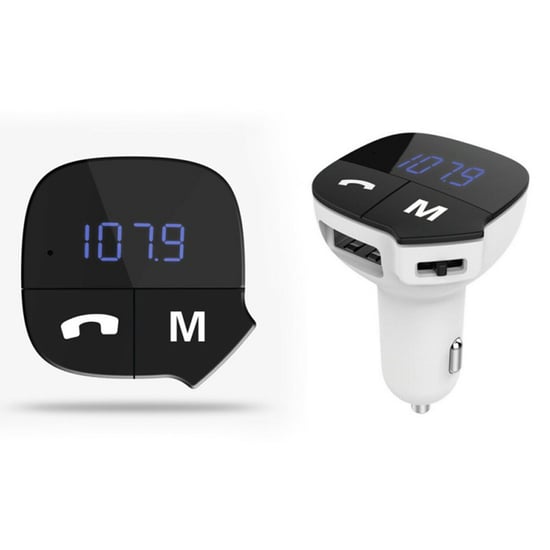 Aquarius Bluetooth Car Adapter FM Transmitter Hands-free Calling, Car Kit - White