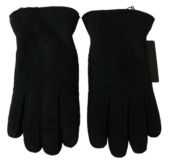 Dolce & Gabbana Herren Schwarze Leder Motorrad Biker Mitten Handschuhe - Image 2