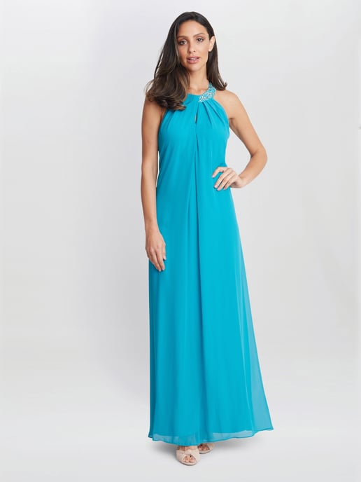 Pamela Halter Neck Maxi Dress With Beaded Neckline - Image 3
