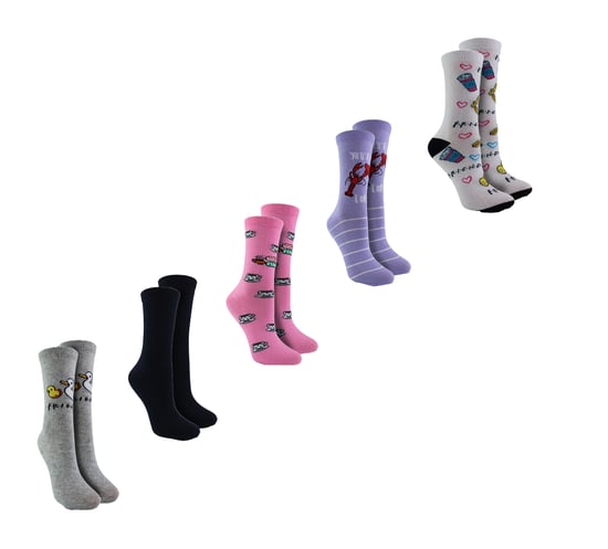 5 Paar Freunde Socken für Frauen | Lustig Niedlich Kleid Neuheit Freundschaft Socken | Freunde Geschenke - Freunde - Image 1