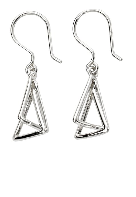 Elements Silver 925 Sterling Silver Triangle Drop Hook Earrings