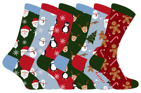 Kinder Weihnachten Socken | Sock Snob | Neuheit Spaß Muster Weihnachtsgeschenk Socken für Jungen & Mädchen - 6 Pack - Image 1