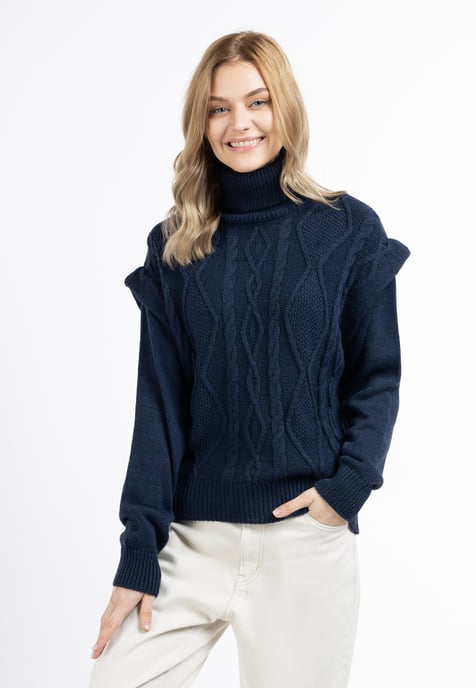 Dreimaster Strickpullover Damen Marine - Image 3