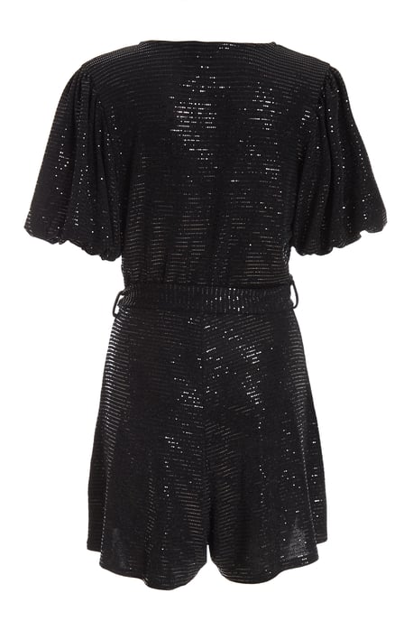 Black Sequin Wrap Playsuit