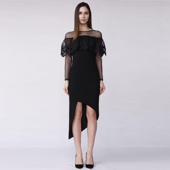 Tailliertes Cocktailkleid aus Jersey, Tüll und Spitze mit Umschlag - Image 1