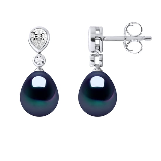 Drop Earrings Jewelry Sweet Water Beads 7-8mm Black Pears 925