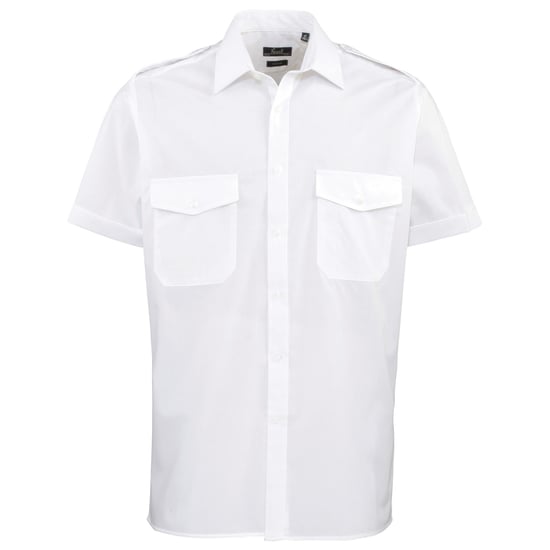 Premier Herren Hemd Pilot, kurzärmlig (Weiß) - Image 1