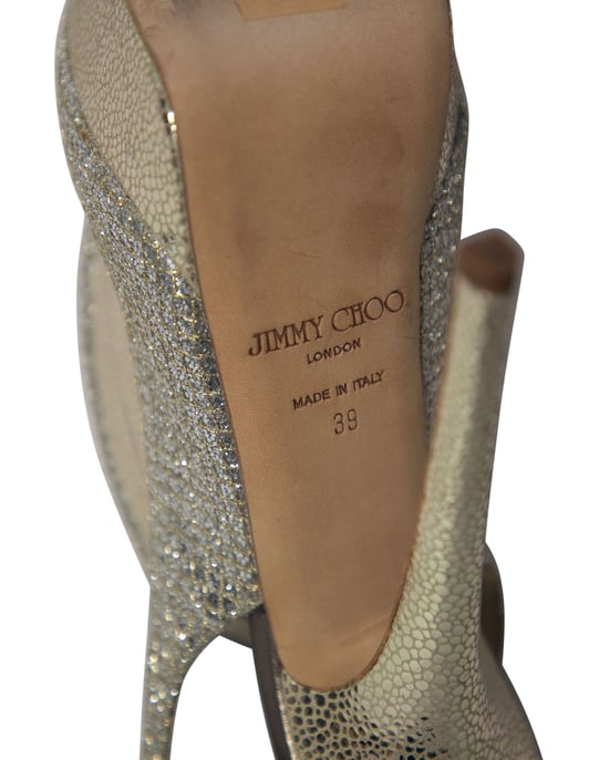 Jimmy Choo Vita Glitzer-Pumps aus Champagnerleder - Image 6