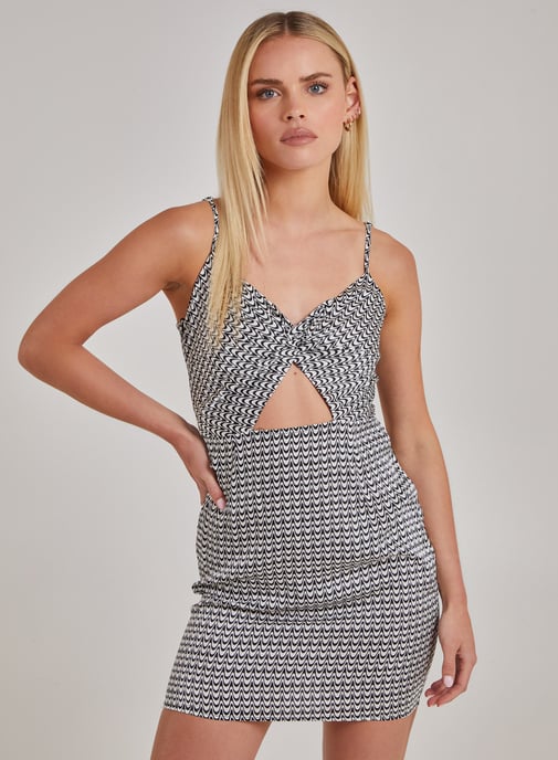 Wave Print Cut Out Cami Dress