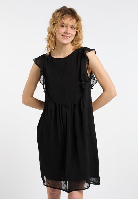 Dreimaster Midikleid mit Rüschen Damen SCHWARZ - Image 3