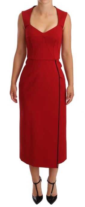 Dolce & Gabbana Damen Rote Sweetheart Ärmelloses Midi Stretch Kleid - Image 1