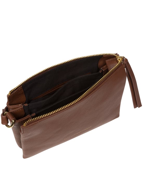 'Niki' Dark Tan Nappa Leather Cross Body Bag
