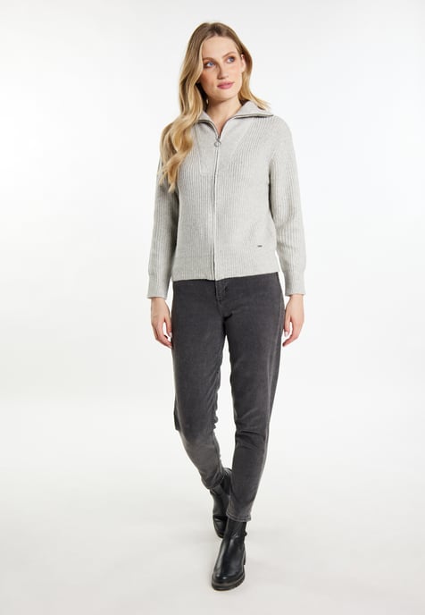 Dreimaster Strickjacke Damen grau melange - Image 2