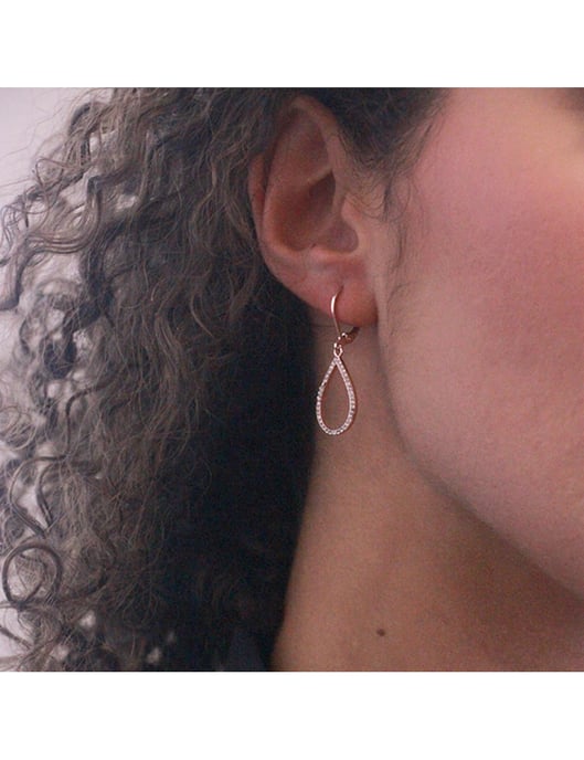Laelia Ohrringe mit baumelndem Ring - Rose Gold und Kristall - Image 4