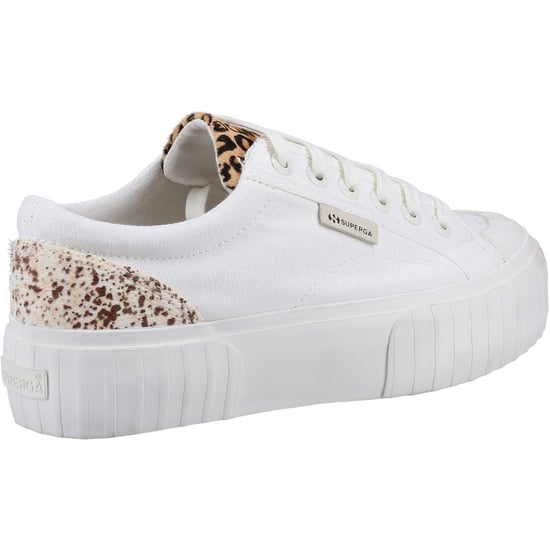 Superga 2631 Kalbshaar Details Leder Damen Weiß Avorio/Leopardenflecken Turnschuhe - Image 2