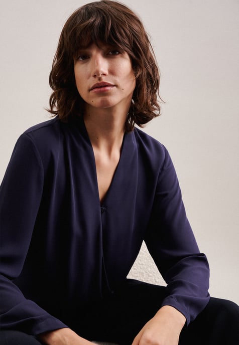 Wickelbluse Damen Dunkelblau - Image 5