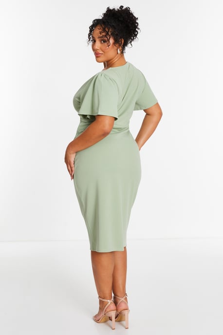 Curve Sage Flower Corsage Midi Dress