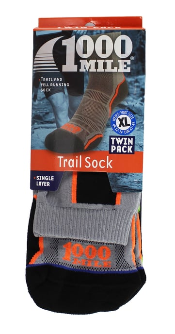 1000 Mile - 2er-Pack Herren Trail Einzel-Schicht Feuchtigkeitsableitende Merinowollsocken - Grau - Image 2