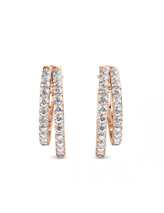Duo-Ring-Ohrringe - Roségold und Kristall - Image 3