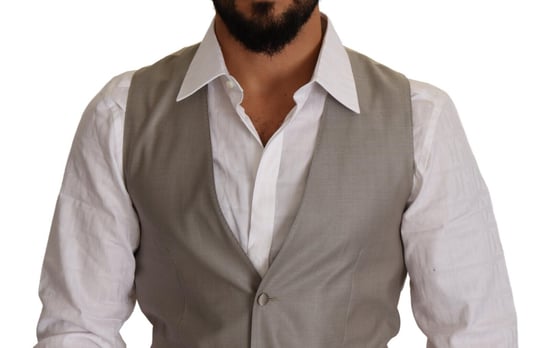 Dolce & Gabbana Herren Beige Wolle Einreiher Weste - Image 4