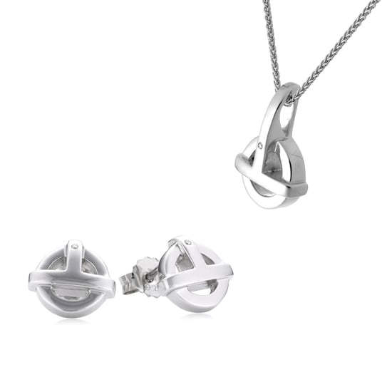 Orphelia Damen 925 Sterling Silber Set: Kettenanhänger + Ohrringe - Silber SET-5677 - Image 1