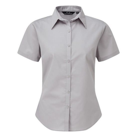 Premier Damen Kurzarm Popeline Bluse / Arbeitshemd (Silber) - Image 1