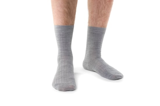 Steven - Socken aus Merinowolle für Herren mit lockerem, weichem Oberteil für geschwollene Füße - Hellgrau - Image 2