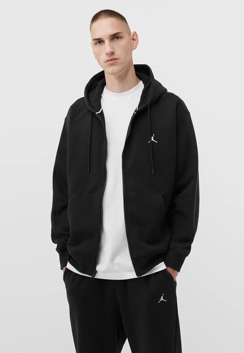 Nike Jordan Fleece Kapuzenpullover mit Reißverschluss in Schwarz - Image 1