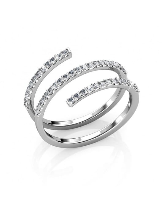 Spiralförmiger Ring - Silber und Kristall - Image 1