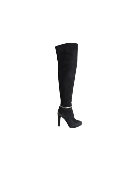 Fendi Overknee-Absatzstiefel aus schwarzem Wildleder - Image 1