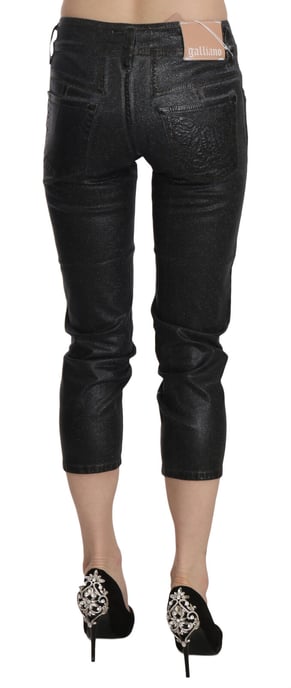 John Galliano Frauen Schwarze Gewaschene Mittelhohe Slim Leg Kurze Jeanshosen - Image 4