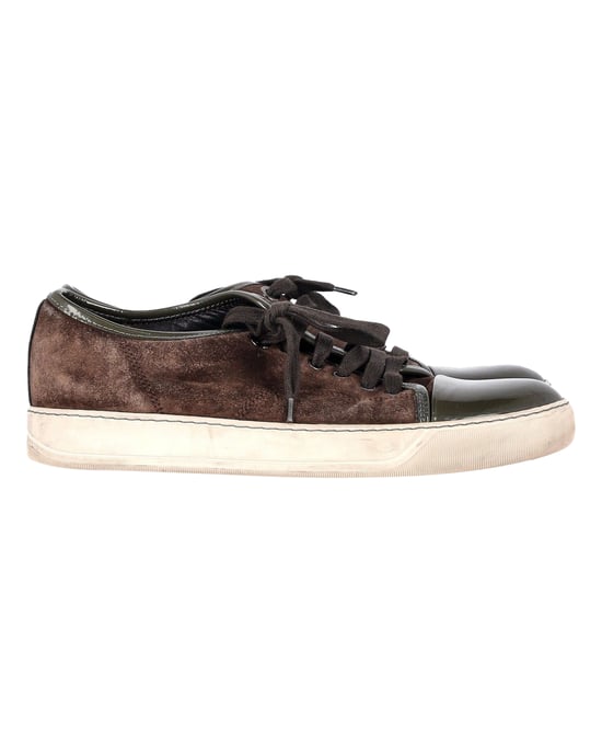 Lanvin Klassische Tennis Sneakers aus braunem Wildleder - Image 1