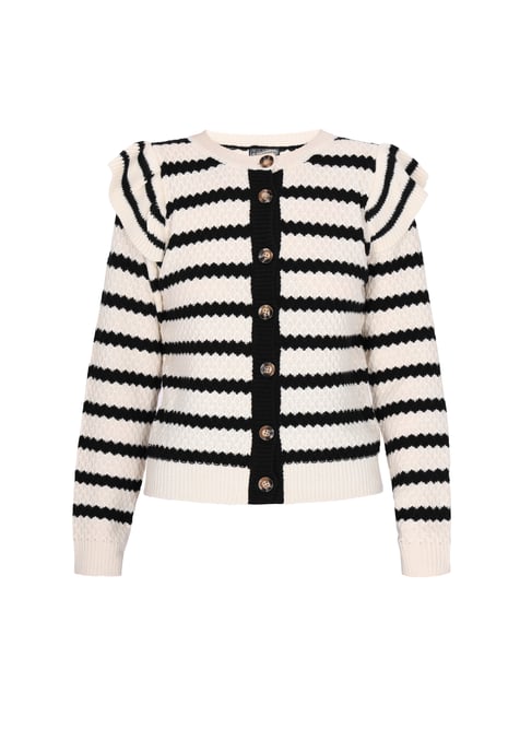 Dreimaster Cardigan Damen Schwarz Weiss Streifen - Image 1