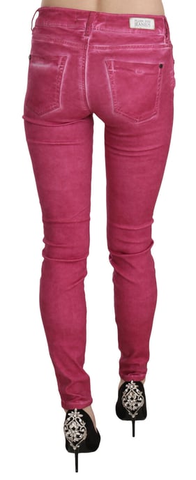 Dolce & Gabbana Damen Rosa Samt Mittel hohe Skinny Jeans - Image 4