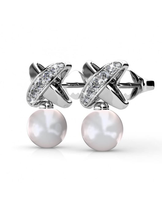 Chris Perlenohrringe - Silber und Kristall - Image 1