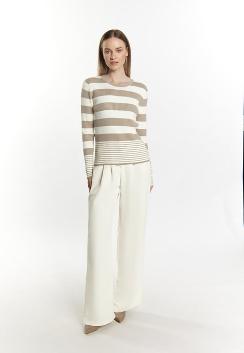 Dreimaster Strickpullover Damen Grau Beige Wollweiss - Image 2