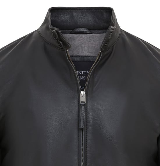 Mens Black Retro Leather Bomber Jacket - Adak