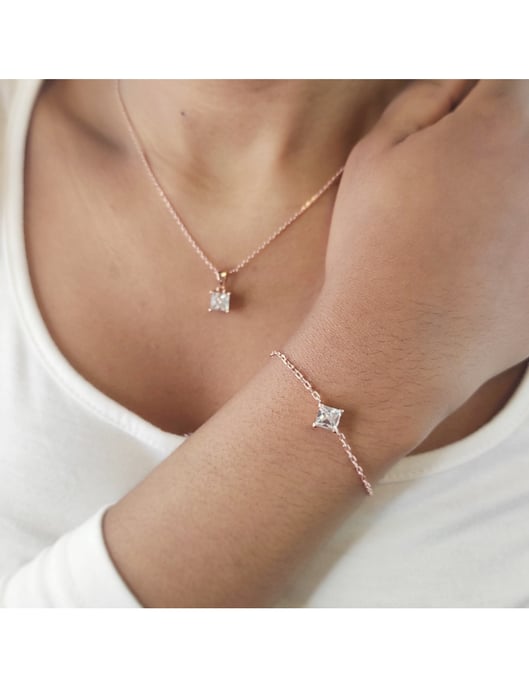 Einfaches quadratisches Handschellen-Set - Rose Gold und Kristall - Image 2