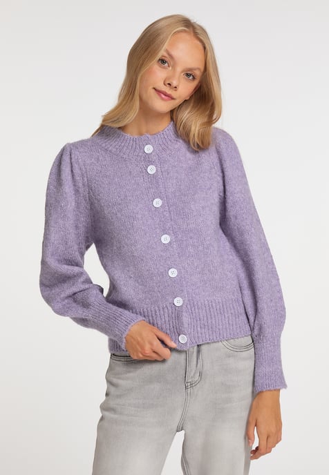 Mymo Strickjacke Damen Lila Melange - Image 3