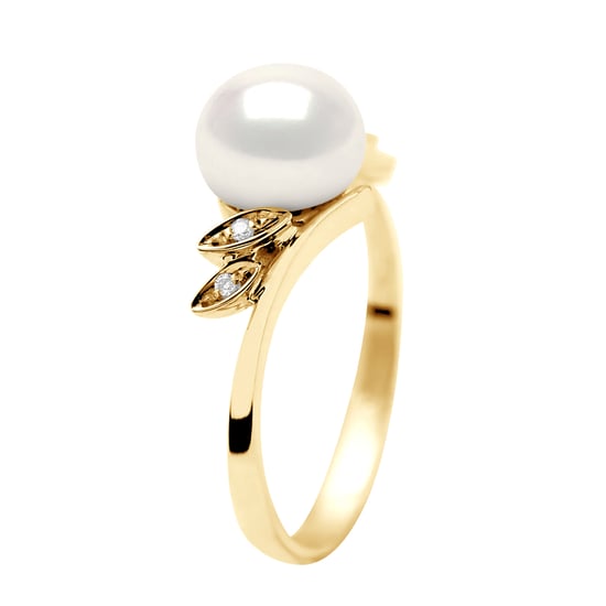 DIADEMA - Ring - Yellow Gold - Real Freshwater Pearls - White