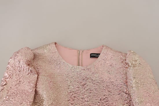 Dolce & Gabbana Rosa Jacquard 3/4-Ärmel Etuikleid Midi für Damen - Image 5