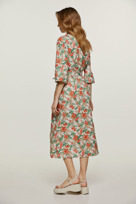Bedrucktes Midikleid aus Popeline - Image 3