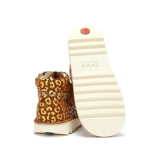 Jungen Mädchen Kickers Kick Hi Leopard Junior Braun / Gold Stiefel - Image 4
