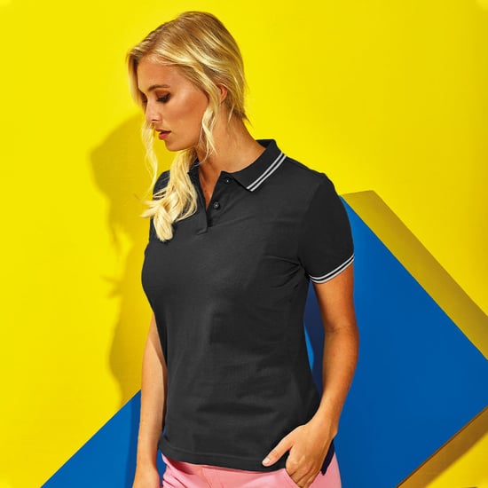 Asquith & Fox Womens/Ladies Classic Fit Tipped Polo (Schwarz/Weiß) - Image 2
