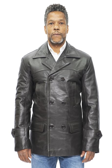 Men's Cowhide Leather Peacoat-Krakaw