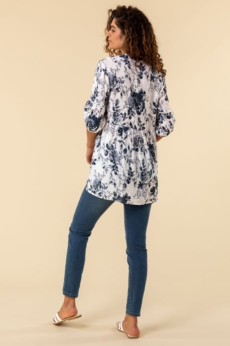 Floral Print Notch Neck Top